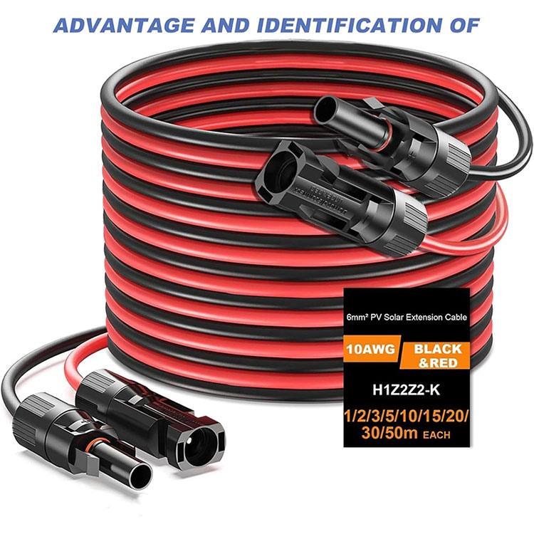 2x50 Fut Günəş Paneli Uzatma Kabel 10AWG Günəş Paneli Tel